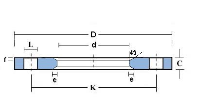 Drawing for 5.00" PN16/6 DOUBLE CHAMFER 304/L